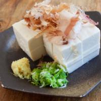 Cold Tofu · Bonito flakes, green onion, and ginger.