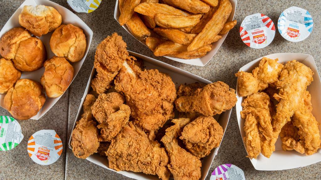 Family Meals · 12 pieces chicken mix, 6 pieces tenders, 6 biscuits, family fries.