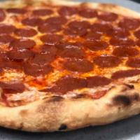 Pepperoni (Family Size) · Tomato sauce, mozzarella, pepperoni.