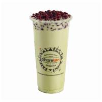 Matcha Red Bean Milk Tea · Includes red bean.