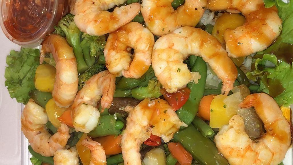 Shrimp Salad · Lettuce, avocado, spinach, tomatoes cucumbers and shrimp.