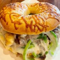 Philly On A Bagel · Sirloin, onions, bell peppers, mushrooms and provolone cheese.