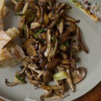 Mushrooms Appetizer · Fresh seasonal mushrooms sautéed in olive oil, garlic, scallions, leeks, and sherry wine. Se...