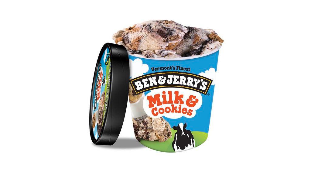 Ben & Jerry'S Milk Cookies · Vanilla ice cream with a chocolate cookie swirl, chocolate chip and chocolate chocolate chip cookies. Cookie madness, mixed with vanilla ice cream—has your inner cookie monster exploded with joy yet?