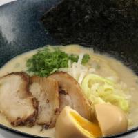 Miso Ramen · Rich miso flavored tonkotsu soup seasoned with our original blend of miso. 

Topped with pre...