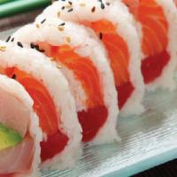 C13 Alaska Roll · In : tuna, salmon, yellowtail, crab, avocado. Out : soy paper.