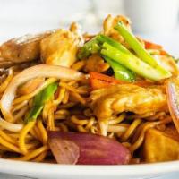 Chow Mein · Cabbage, carrots, beansprouts, bell pepper & onion. Choice of chicken, shrimp, beef, combina...