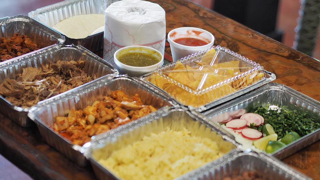 Cantina 🚨Emergency🚨 Family Meal · 1 LB Carnitas
1 LB Al Pastor(Marinated Pork)
1 LB Chicken
Pinto Beans, Lime Rice, Salsas, Tortillas, Chips,
+ 1 Roll of Toilet Paper
*Steak is additional $10(instead of Al Pastor)