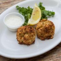 Crab Cakes · 3oz lump crab with herbs, spices, and panko breadcrumbs served with our secret sauce