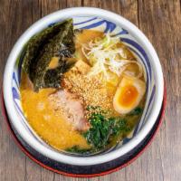 Shio Tonkotsu · Broth: Pork / Sauce: Seafood & Salt / Noodle: Thick / Toppings: Chashu Pork, Egg, Bamboo, Se...