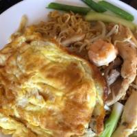 3  Ramen Chicken In A Blanket · RAMEN noodles stir fried with white onion, scallion, bean sprouts, special house sauce and y...