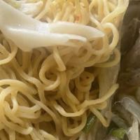 Beef · Egg noodle, wonton soup, cabbage, broccoli, carrots and your choice of meat.