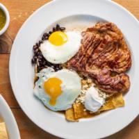 Chilaquiles Green  With Carne Asada · 