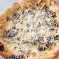 Mixed Mushroom Pizza · with fontina val d’aosta, thyme, lemon zest, and parmigiano reggiano