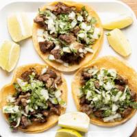 Tacos (3) Plate · salsa, onions,cilantro,drink