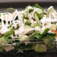 Garden Salad · Lettuce, tomato, bell pepper, cucumber, and ranch dressing.