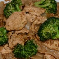 Pad See-Ew · Fresh noodles pan-fried with broccoli in sweet black sauce.