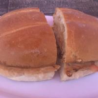 Chipotle Chicken · Chipotle chicken with melted chipotle gouda cheese, tomatoes, onions, mayo on house-made tor...