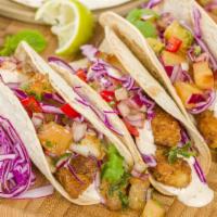 Chicken Tacos · Three chicken tacos with lettuce, pico de gallo, avocado on corn tortillas.