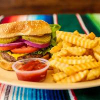 Cheeseburger · Comes with lettuce ,Tomato, pickles, Onion and Thousand Island dressing with Cheese