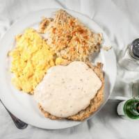 Country-Fried Steak · Two eggs, home fries or hash browns, toast or biscuit.