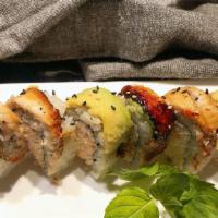 Eel & Avocado Roll · Crab meat with avocado and baked eel on top with eel sauce.