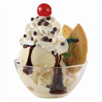 Hand Scooped Cookie Sundae · Cookie, two toppings, whipped cream and cherry.