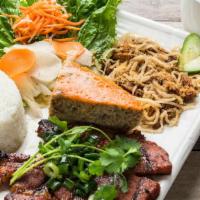  Bbq Pork With Broken Rice · Com tam bi cha thit nuong. Broken rice with bbq pork, shredded pork, baked egg and homemade ...