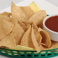 Chips & Salsa · 4oz of our delicious salsa with crispy tortilla chips. Choice of Green, Red, or Pico de Gallo.