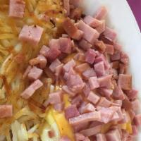 Ham And Cheese Omelette · Served with choice of hash browns or country fried potatoes and choice of toast or biscuit a...