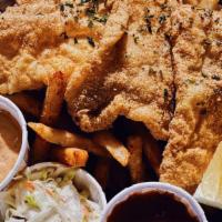 Fried Catfish Basket · Fried Southern Catfish Fillet coated with buttermilk and breading prepared fresh to be serve...