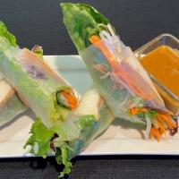 * Fresh Spring Rolls With Tofu * · Gluten free. Hand rolled in fresh rice paper wrapped with spring mix, red cabbage, romaine l...