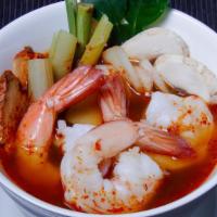 * Tom Yum (Hot & Sour Soup) * · Spicy. Gluten free. Hot and sour lemongrass soup with mushrooms, tomatoes, onions, and toppe...