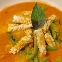 * Pineapple Curry * · Mild Spicy. Gluten free. Vegan. Red curry with bell peppers, pineapples, and basil with coco...