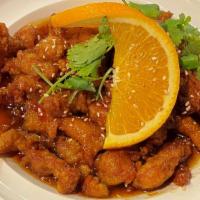* Orange Chicken * · Spicy. Deep-fried battered chicken with our delicious sweet orange sauce garnished with a sl...