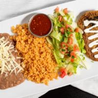 Chile Relleno Plate · Poblano Pepper stuffed with Monterey cheese dipped in light egg batter.