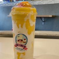 Mango Paradise (24 Oz) · 🥭  Mango, coconut cream, and rainbow sherbet.