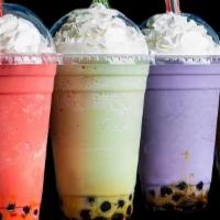 Boba Drinks · Served with whipped cream and boba or popping pearls.