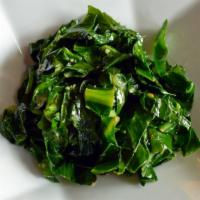 Collard Greens · Gluten free. Sauté collard greens with garlic. Best served with feijoada, rice, and farofa