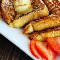 3 French Toast Platter · 3 French Toast, 3 Eggs, 4 Bacon or 4 Sausage