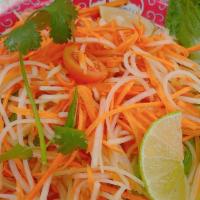 Thai Papaya Salad  · Green papaya, tomato, Thai chili, green bean, garlic, roasted peanut, fresh lime juice in ta...