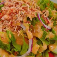 Mdr Salad Peanut Dressing · Fresh assortment of mixture greens and veggies with peanut sauce dressing. Vegan.