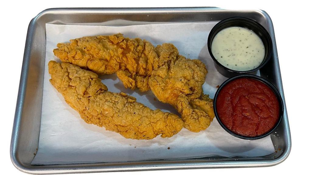 2 Pieces Chicken Tenders · Two jumbo chicken tenders.