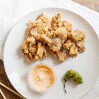 Karaage (Fried Chicken) · Japanese style fried chicken with garlic mayo.
