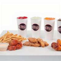 Fp Traditional Wings (25) · Feed the family ! Includes choice of breadsticks or fries, dressing and four 20 oz drinks.