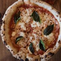 Margherita · Vegetarian. House red sauce, fresh mozzarella, basil, drizzled with extra virgin olive oil.