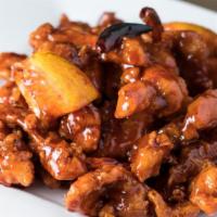 Orange Chicken · Crispy chicken sauteed with broccoli and orange peel in orange flavor sauce. Hot and spicy.