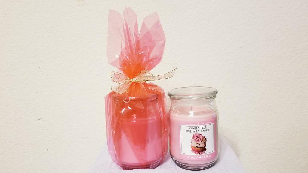 17 Oz Vanilla Rose Scented Jar Candle  · This vanilla rose jar candle is just what you'll need to lend a lovely scent to your space. Pair the candle with a spring floral arrangement for the perfect look.
*** INCLUDING GIFT WRAP
*** ENTER CARD MESSAGE UNDER SPECAIL INTRUCTION, PLEASE INDICATE SENDER AND RECEIVER NAME.