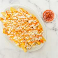 Greek Fries · French fries with garlic, house sauce and feta cheese.