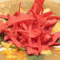 Chicken Tortilla Soup - Bowl · Enjoy this south-of-the-border family classic, topped with Cheddar, diced avocado, tortilla ...